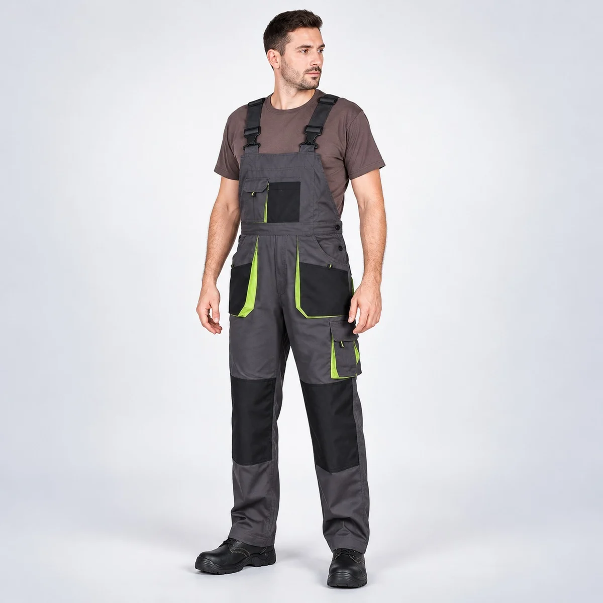 Grey Heavy-Duty Bib and Brace Overalls