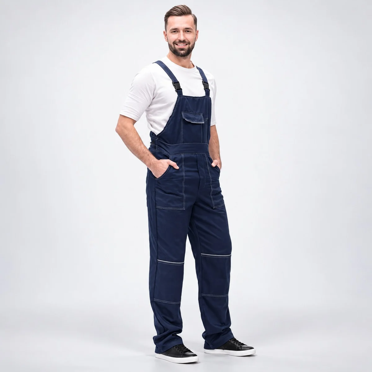Mens Navy Blue Cotton Twill Industrial Dungarees