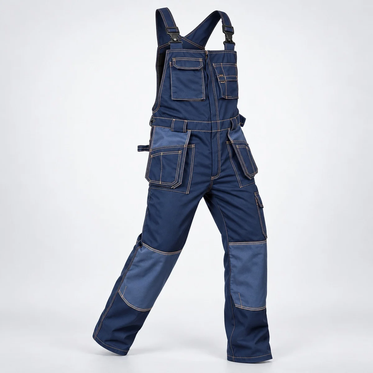 Navy Blue Industrial Cotton Twill Bib Overalls