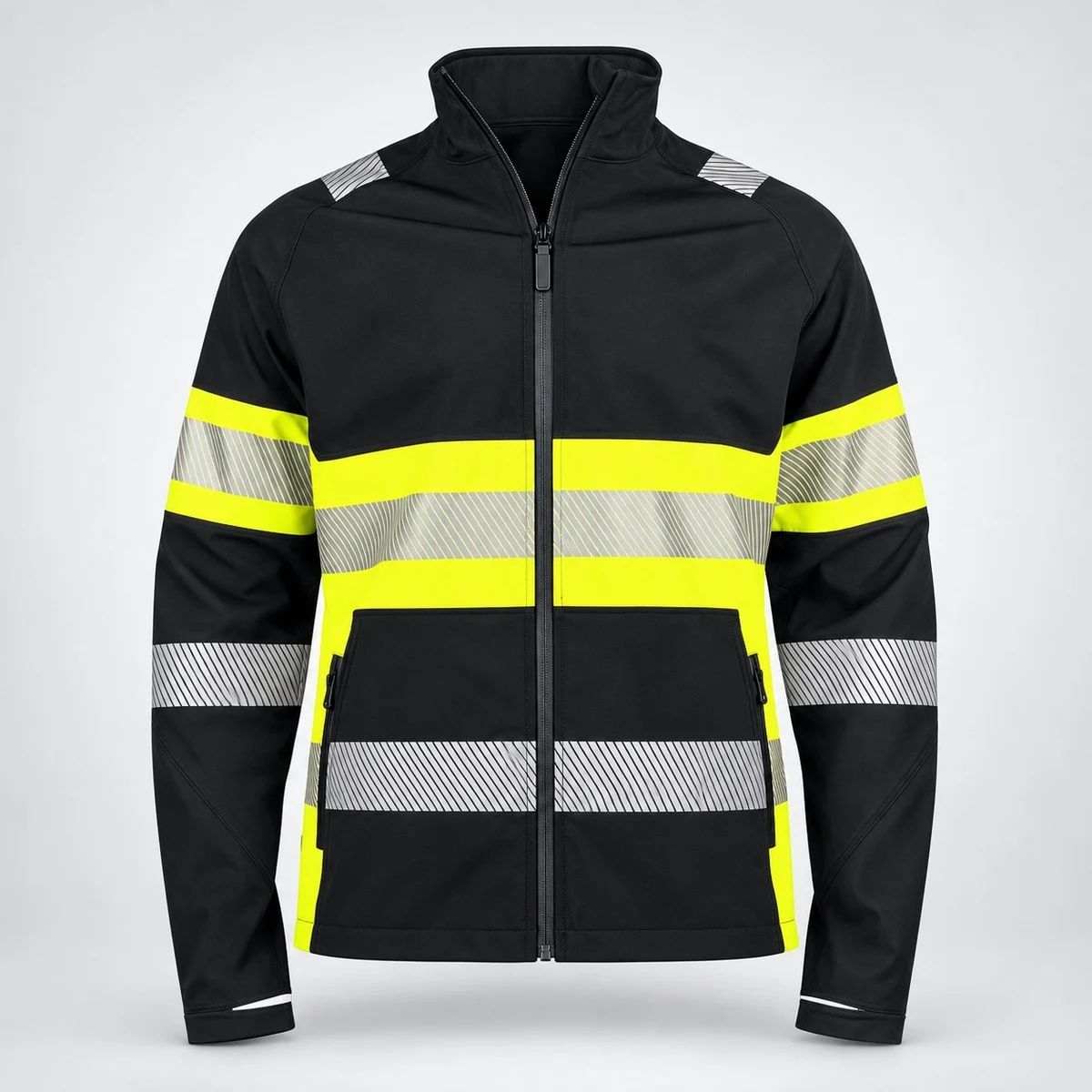 Black High-Visibility Industrial Safety Jacket