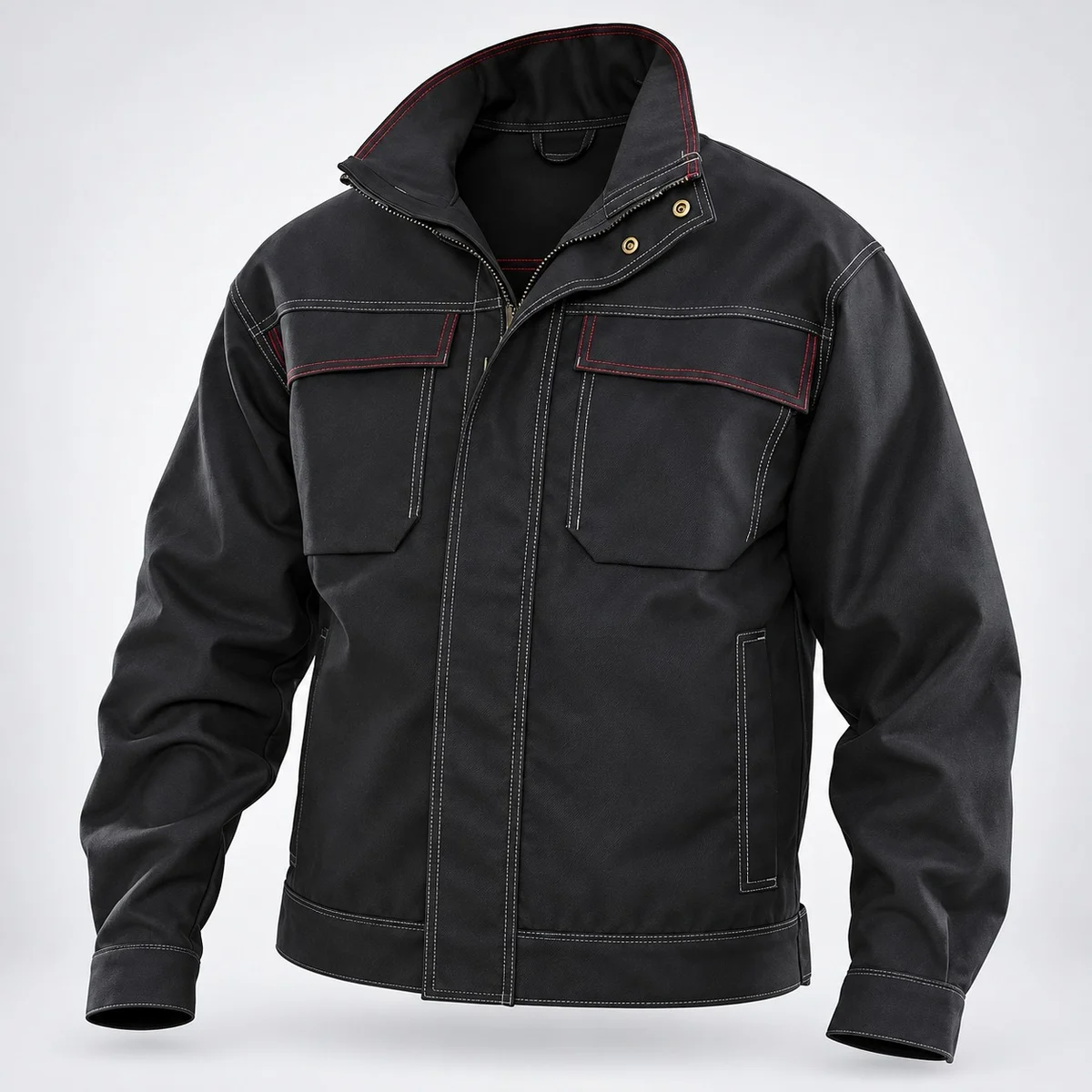Mens Black Cotton Twill Industrial Work Jacket