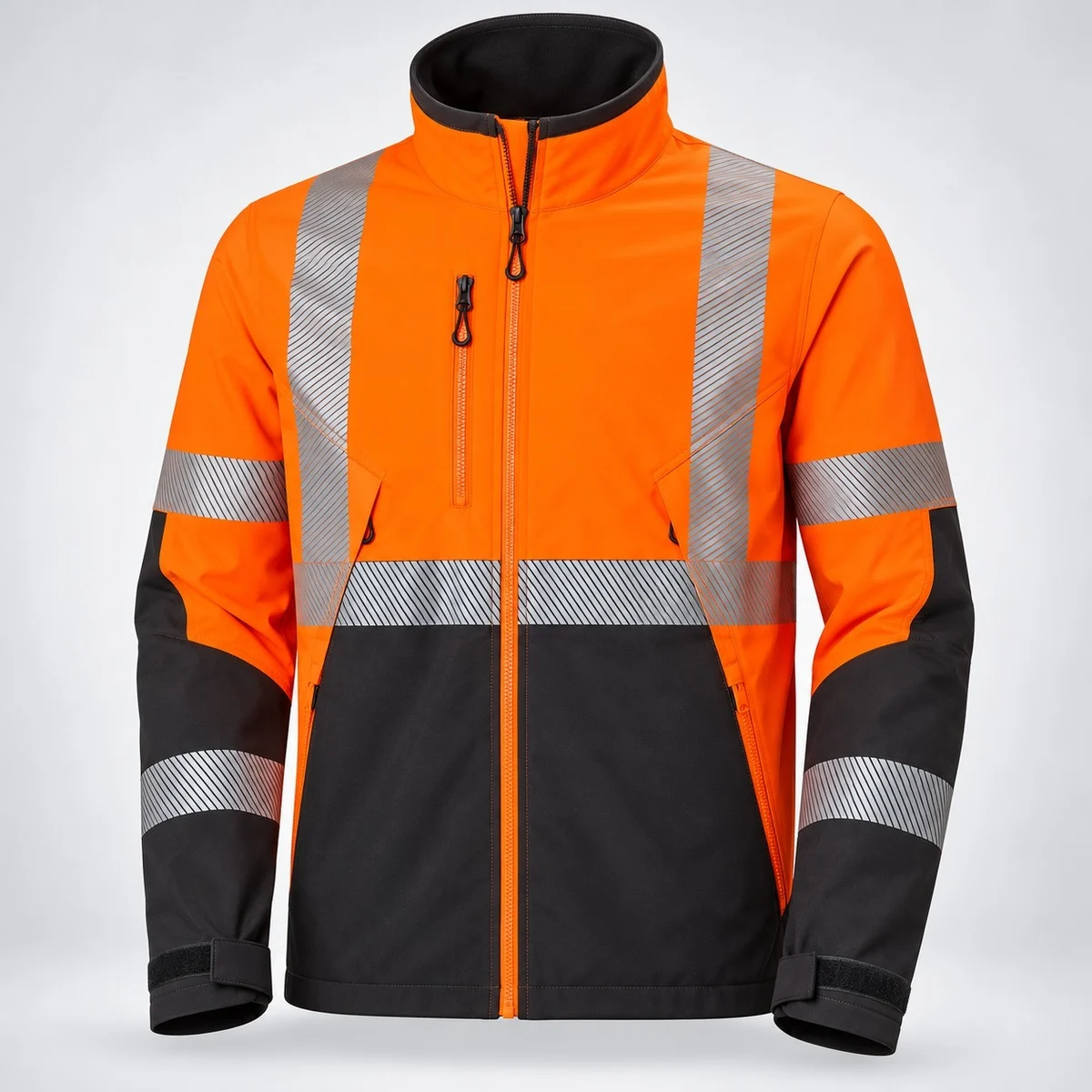 Orange And Black High-Visibility Industrial Safety Jacket