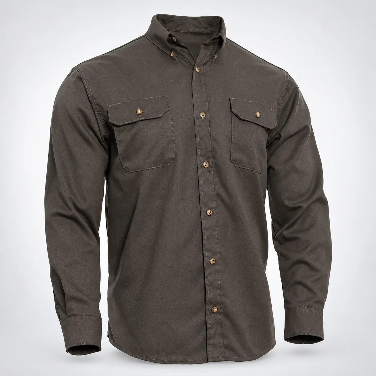 Mens Dark Grey Cotton Twill Utility Work Shirt