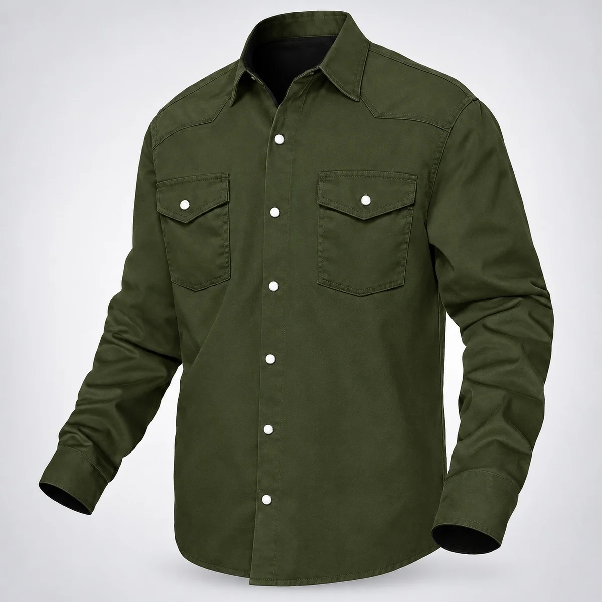 Olive Green Industrial Cotton Twill Work Shirt