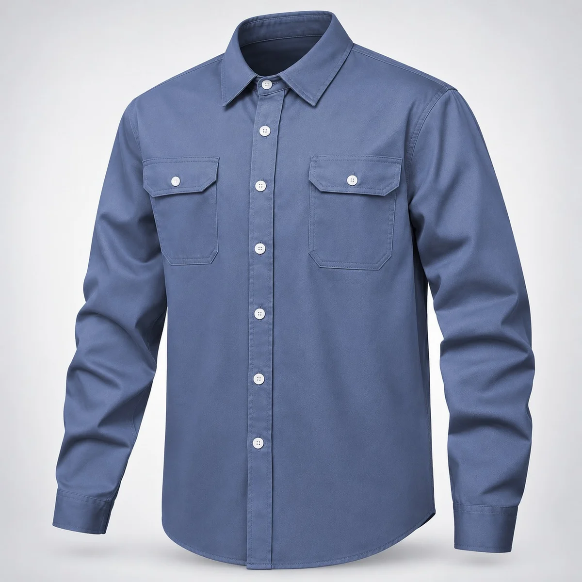 Blue Cotton Twill Industrial Work Shirt