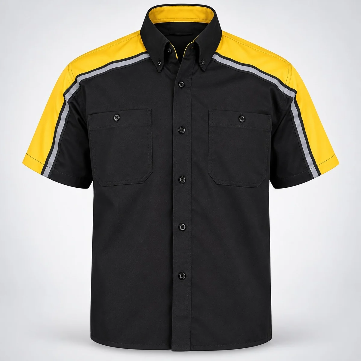 Black and Yellow Reflective Industrial Work Shirt