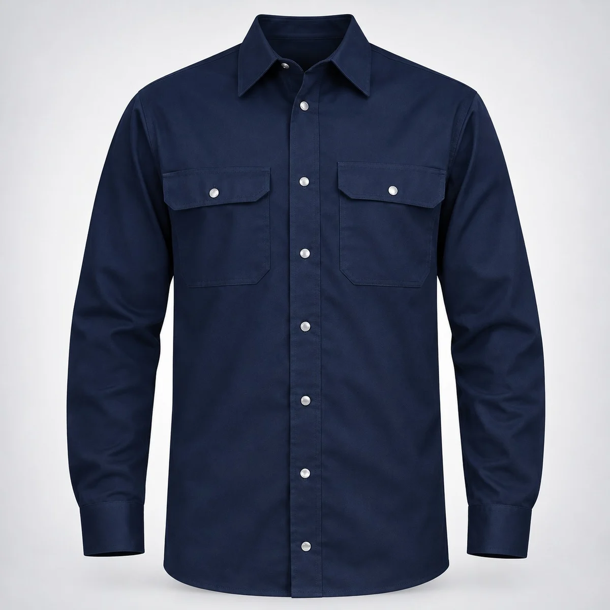 Navy Blue Cotton Twill Industrial Work Shirt
