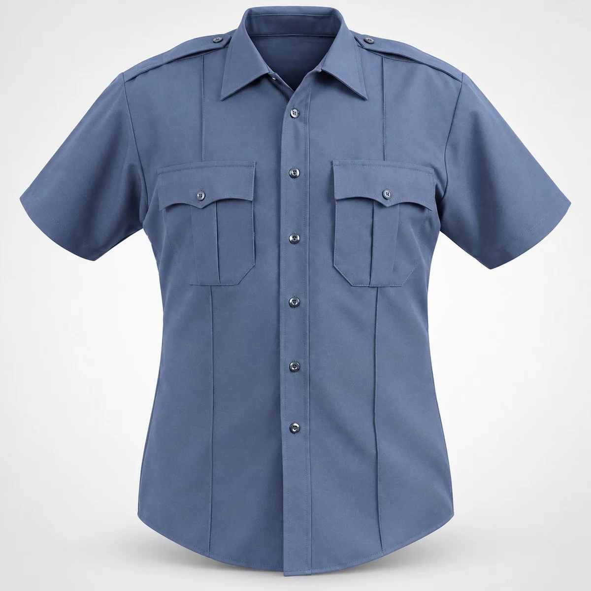 Mens Slate Blue Poly-Cotton Half Sleeve Industrial Utility Shirt