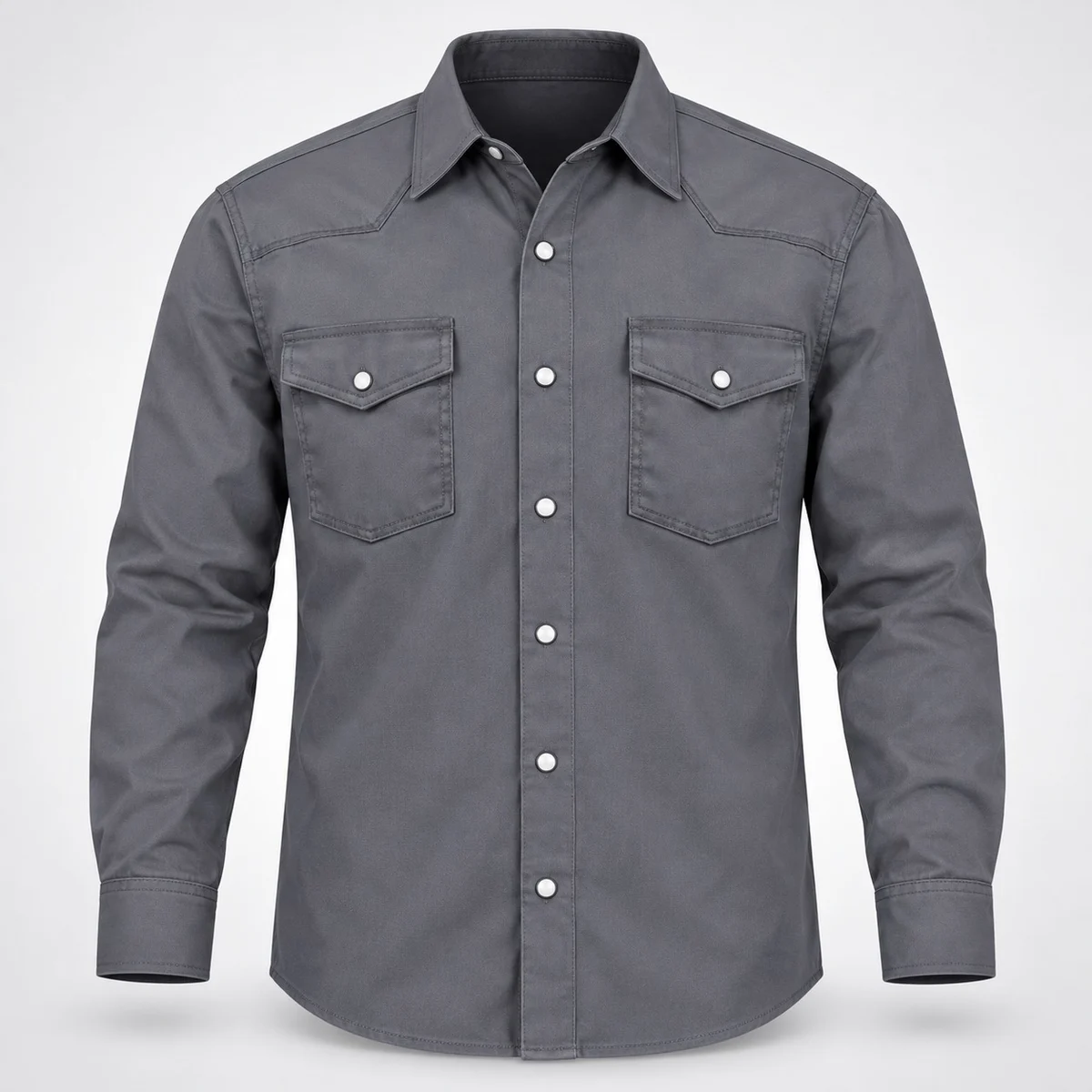 Charcoal Grey Cotton Twill Industrial Work Shirt