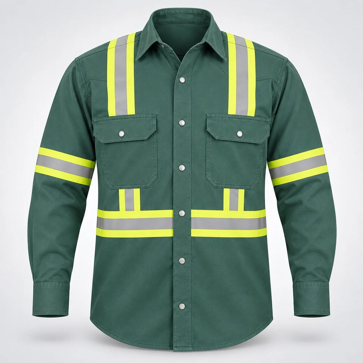 Dark Green High Visibility Industrial Work Shirt