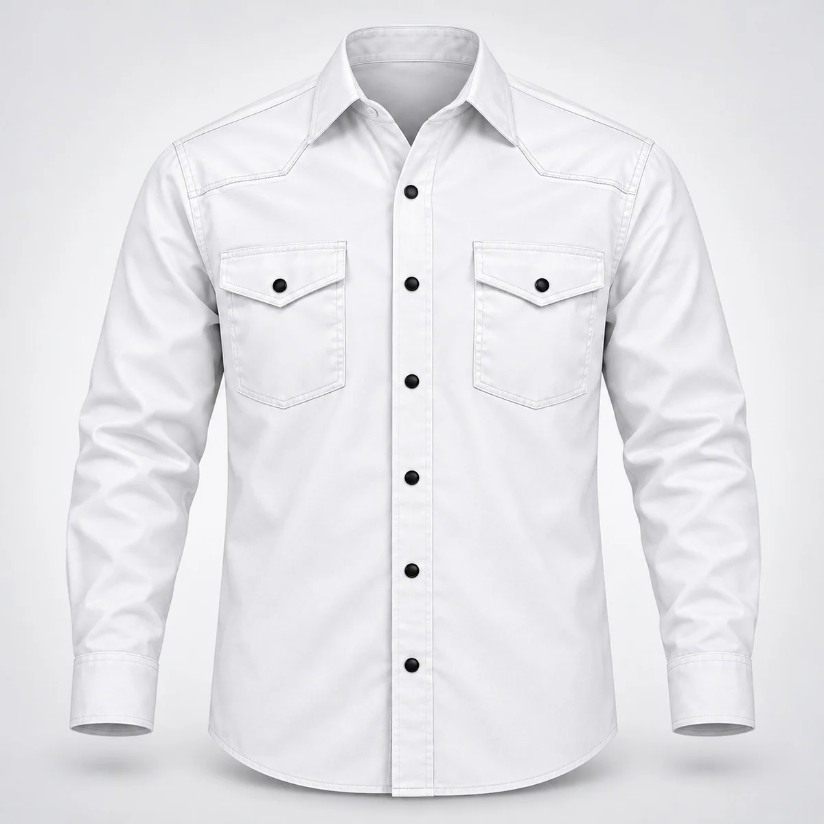 White Industrial Cotton Twill Utility Shirt