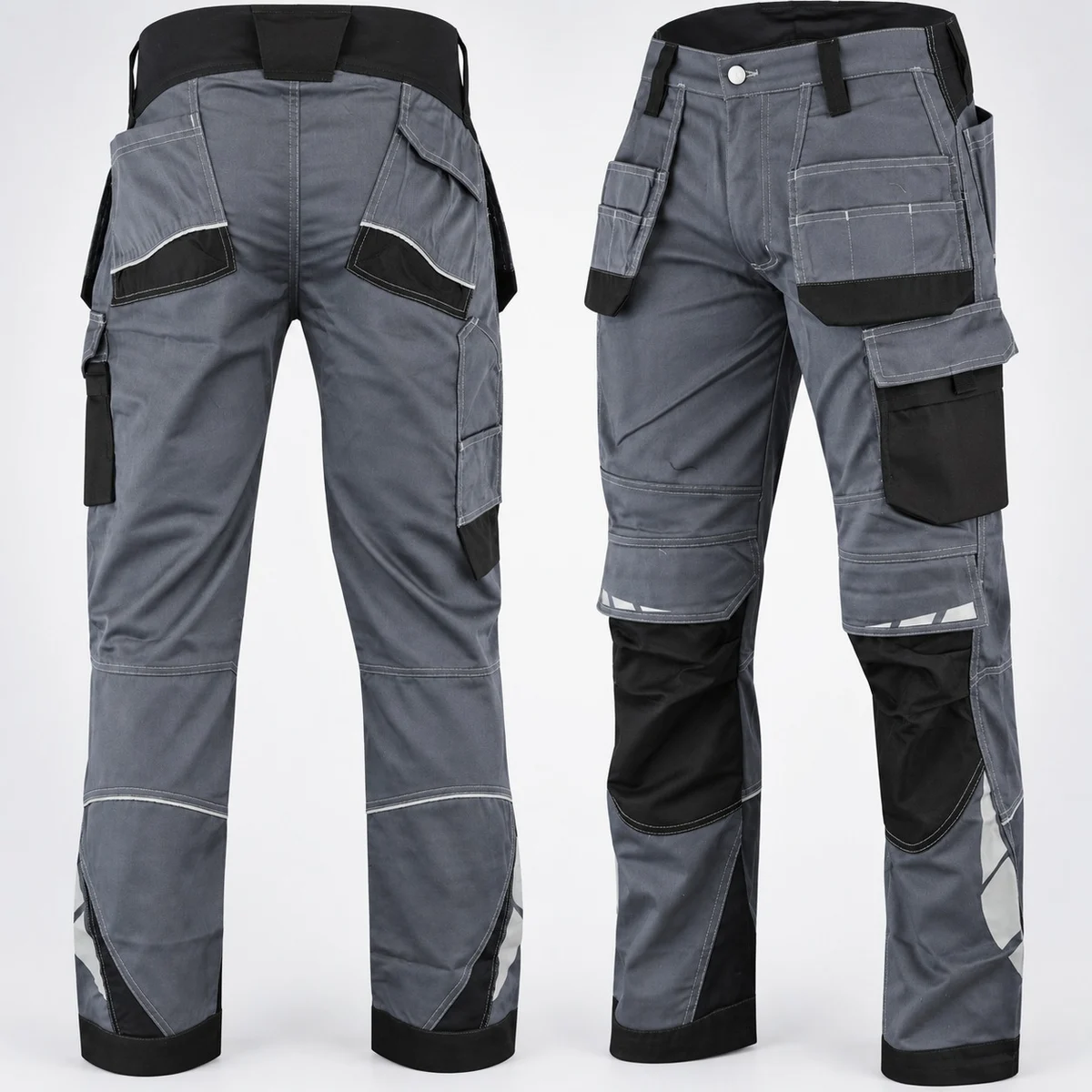 Grey and Black Industrial Work Trousers