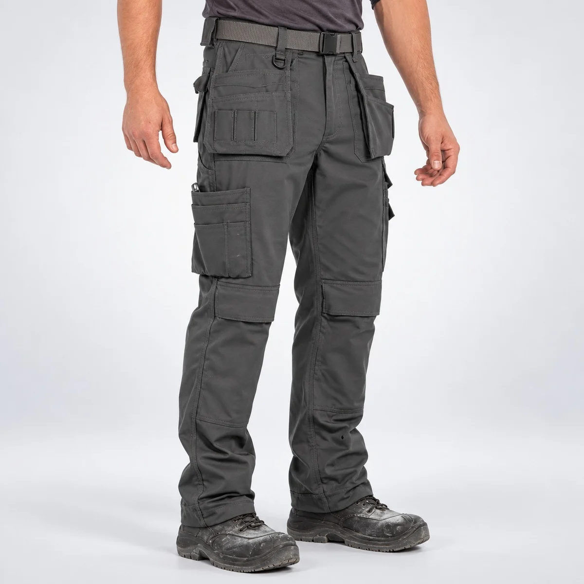 Charcoal Grey Industrial Cargo Trousers