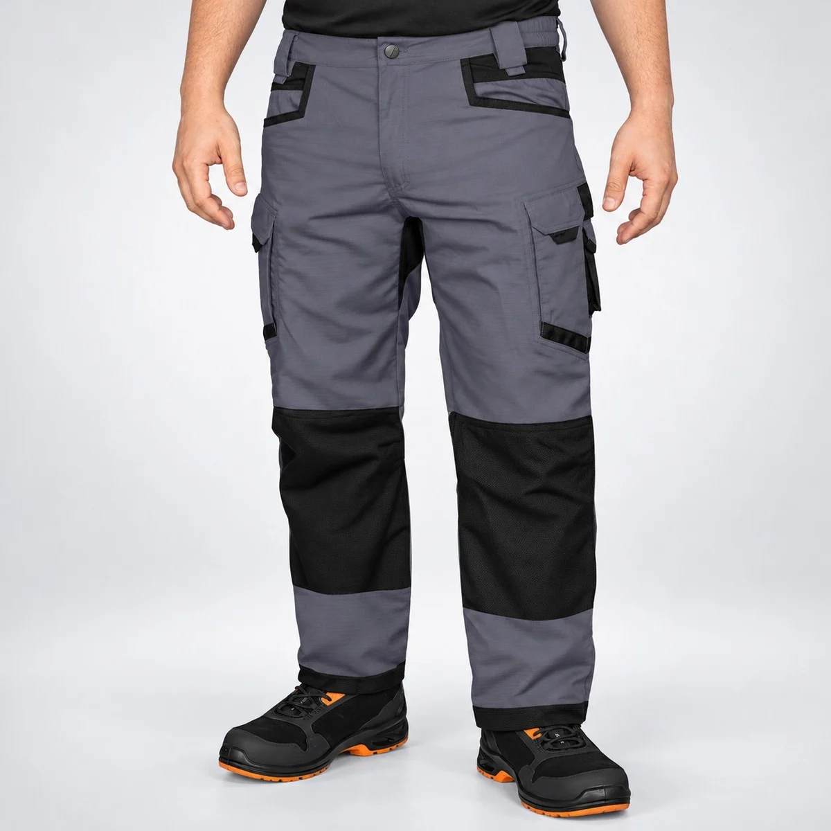 Grey and Black Industrial Cargo Trousers