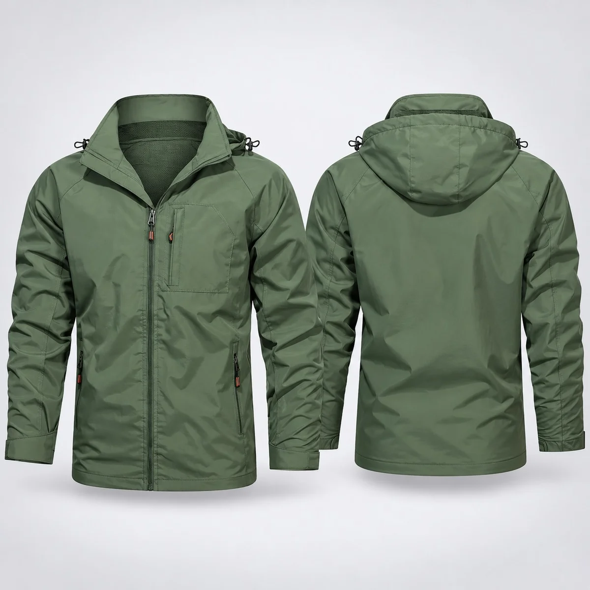 Olive Green Waterproof Industrial Hooded Jacket