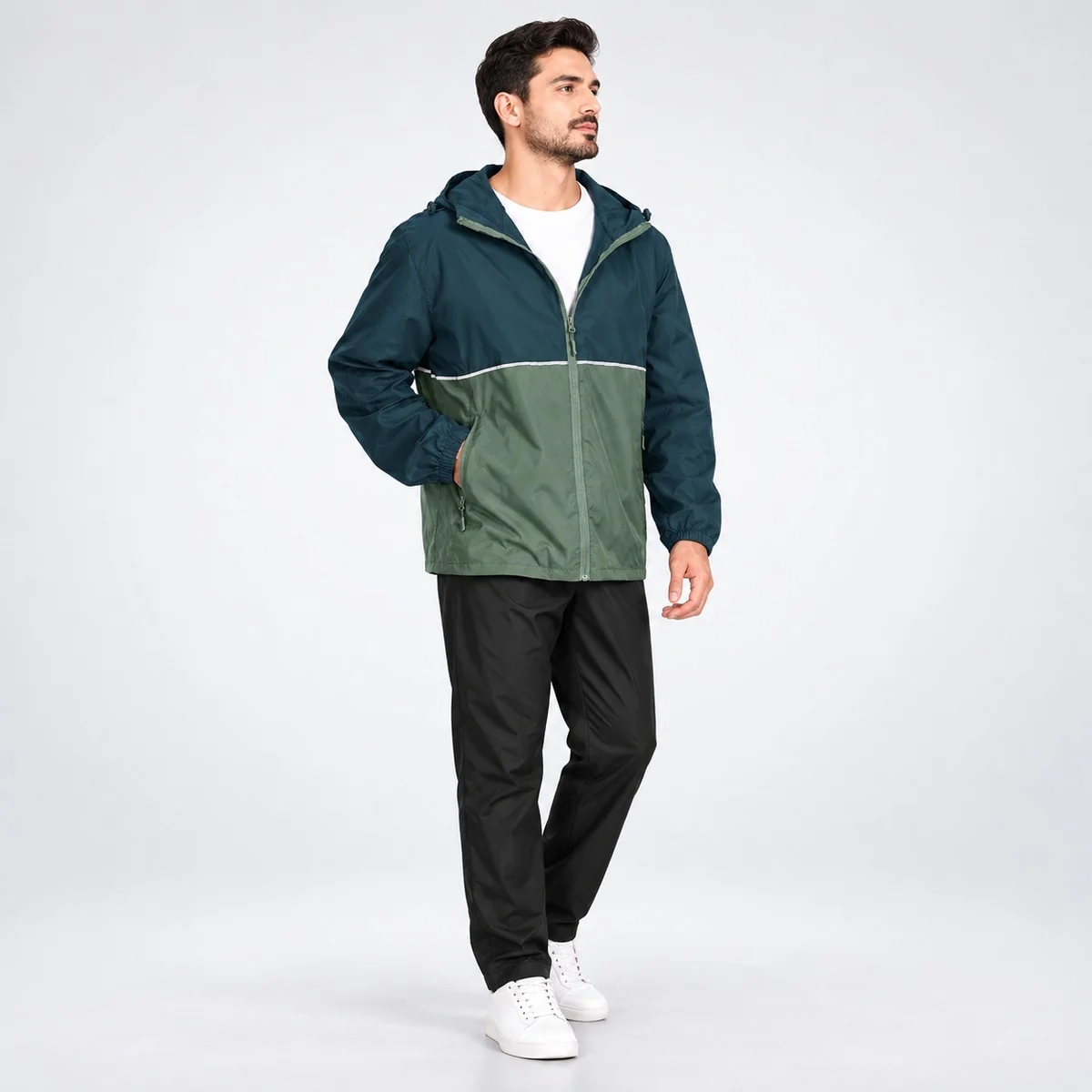 Mens Dark Green Industrial Windbreaker Jacket and Trouser Set