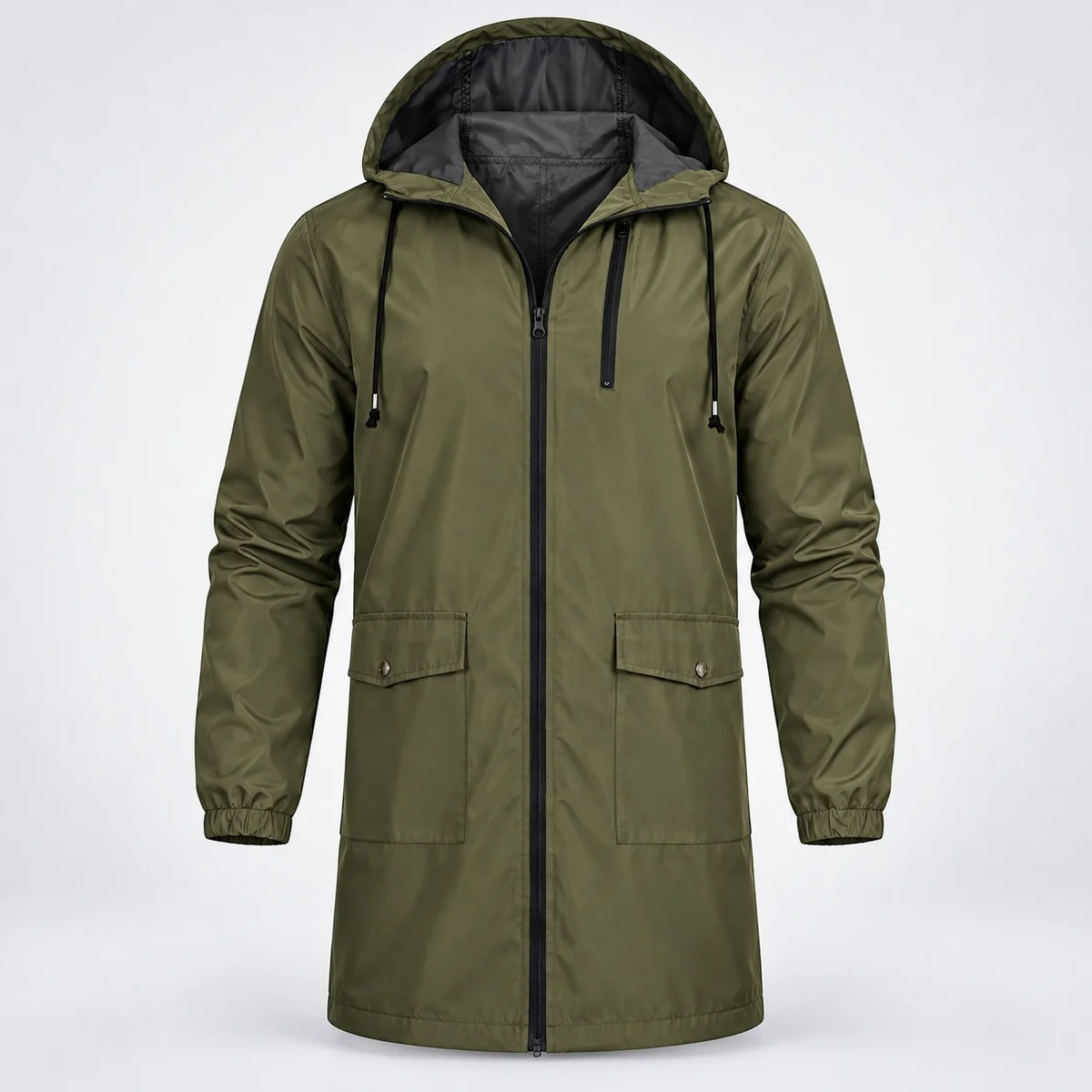 Olive Green Industrial Hooded Utility Jacket