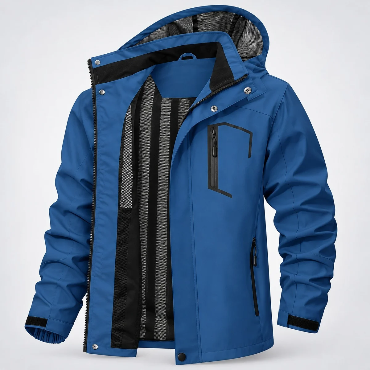 Men's Royal Blue Waterproof Hooded Industrial Jacket