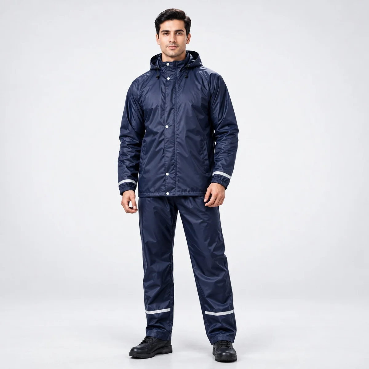 Industrial Navy Blue Rainsuit with Hood