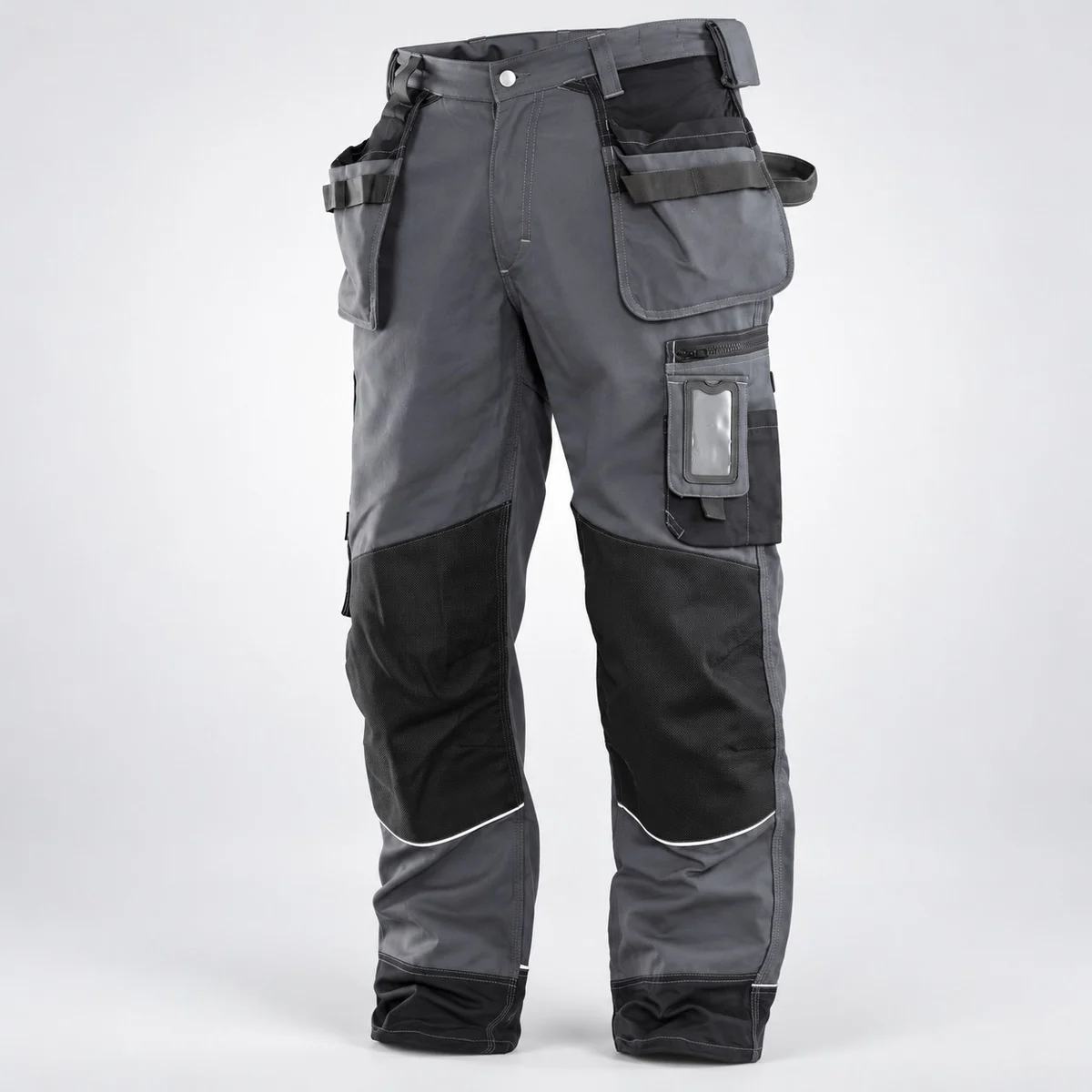 Grey And Black Industrial Cargo Trousers