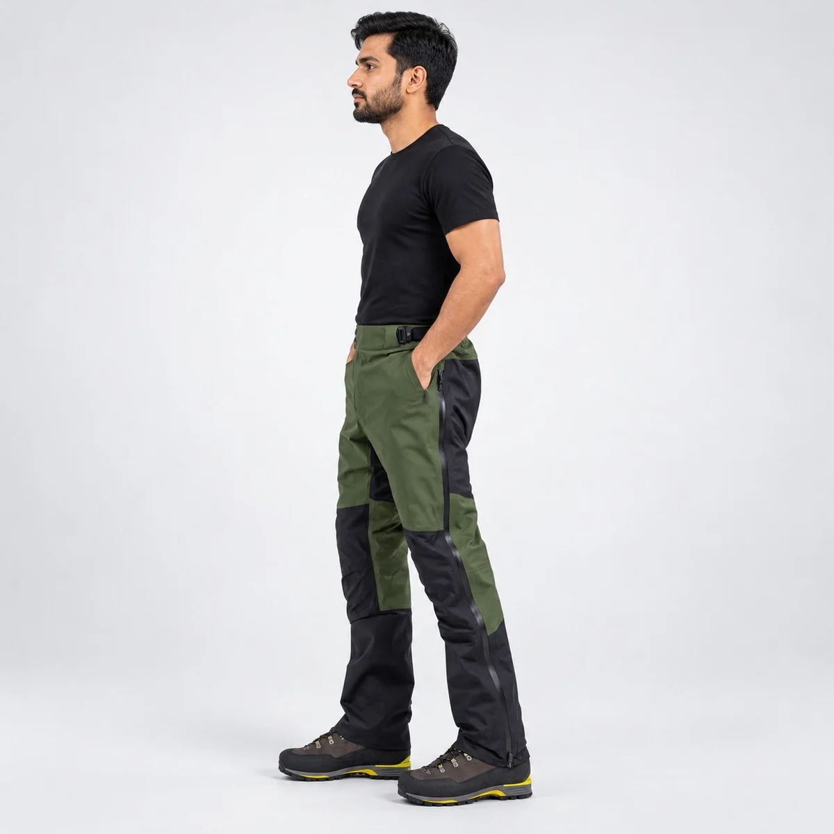 Olive Green and Black Industrial Trousers