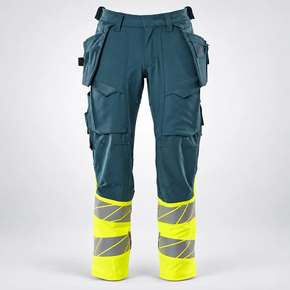 Teal and Hi-Vis Yellow Industrial Cargo Trousers