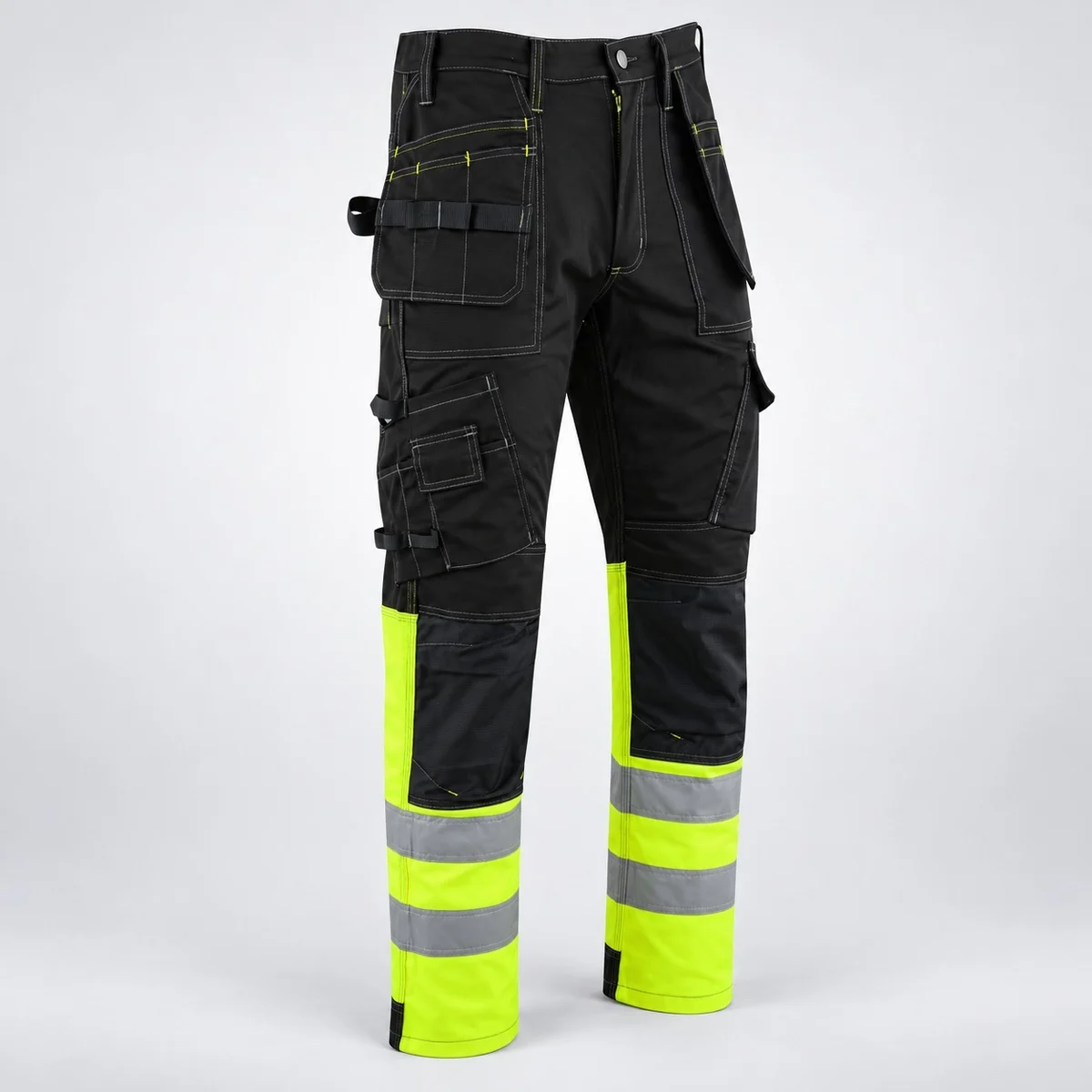 Black and Hi-Vis Yellow Industrial Safety Trouser