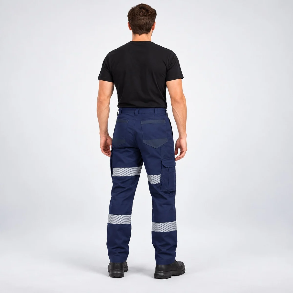 Navy Blue Industrial Trousers with Reflective Tape