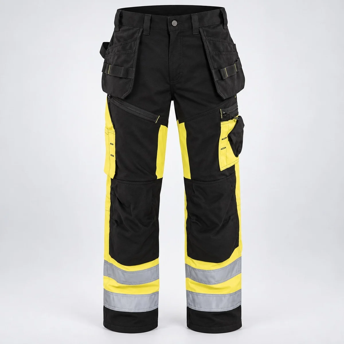 Men's Black and Yellow Industrial Cargo Trousers