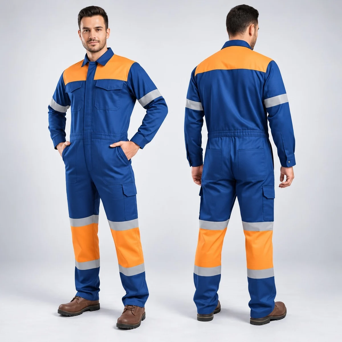 Blue and Orange Industrial Safety Coverall