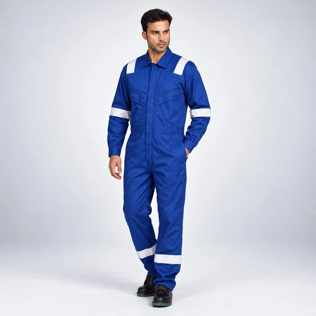 Royal Blue Industrial Coverall with Reflective Tape