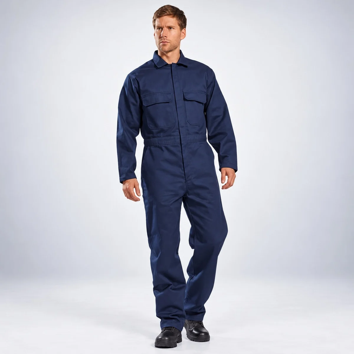 Navy Blue Industrial Cotton Twill Coverall
