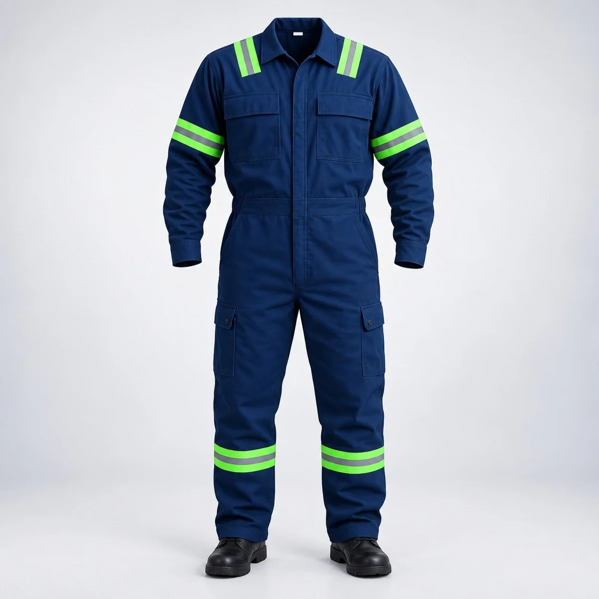 Blue Industrial Coverall With Reflective Tape