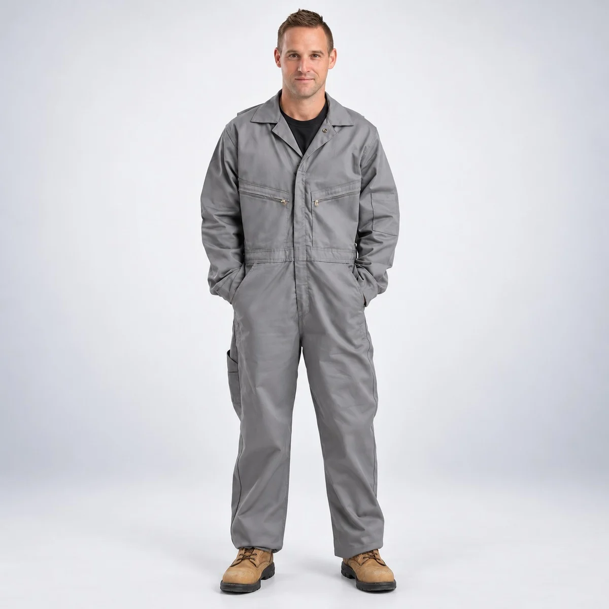 Grey Industrial Cotton Twill Coverall