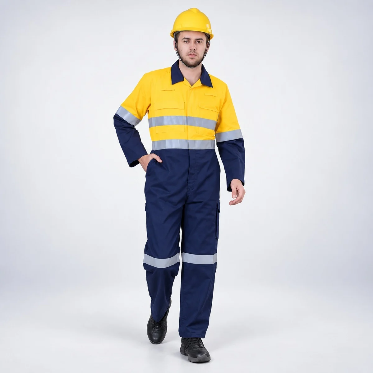 Yellow And Navy Blue Industrial Coverall