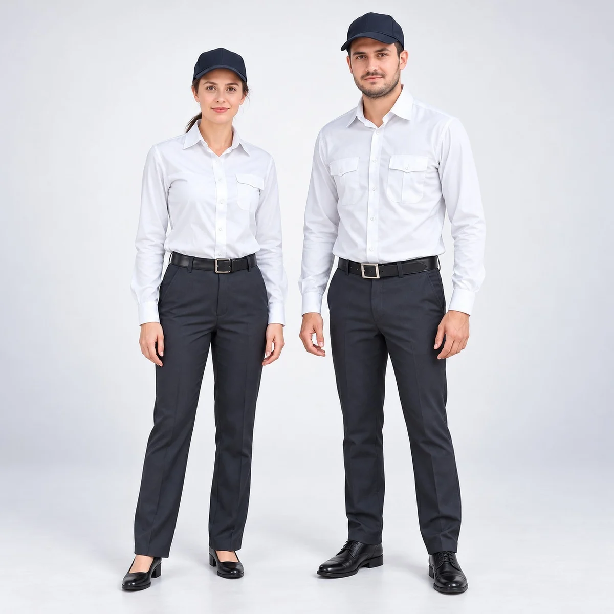 Corporate White Shirt And Dark Grey Trouser Set