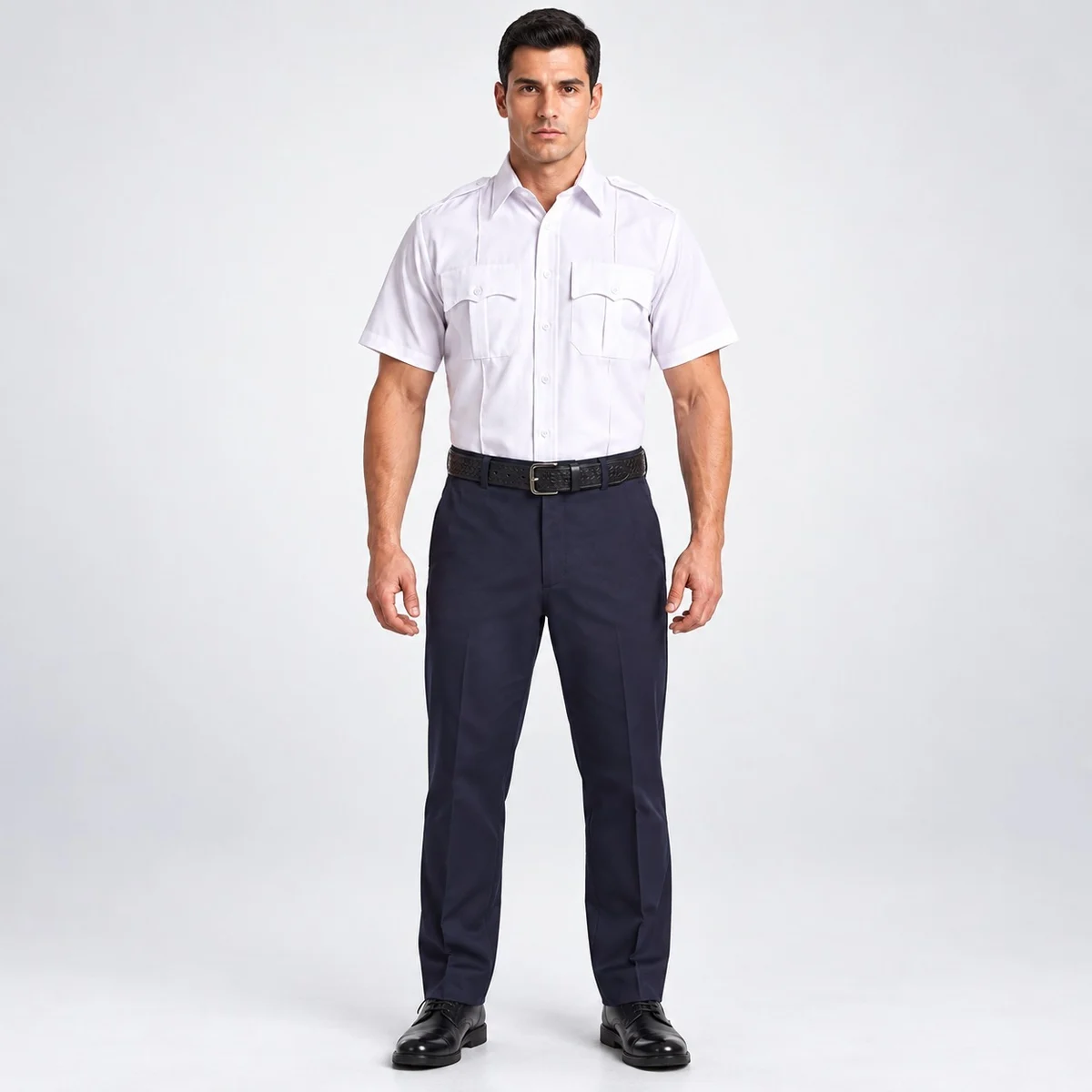 White and Navy Blue Security Uniform Set