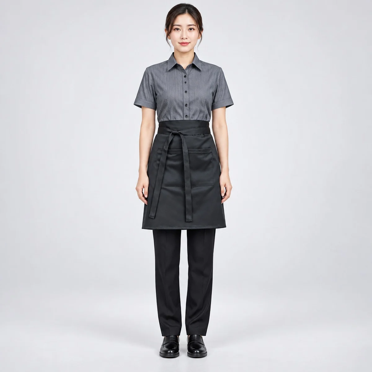 Womens Grey and Black Waitstaff Uniform Set