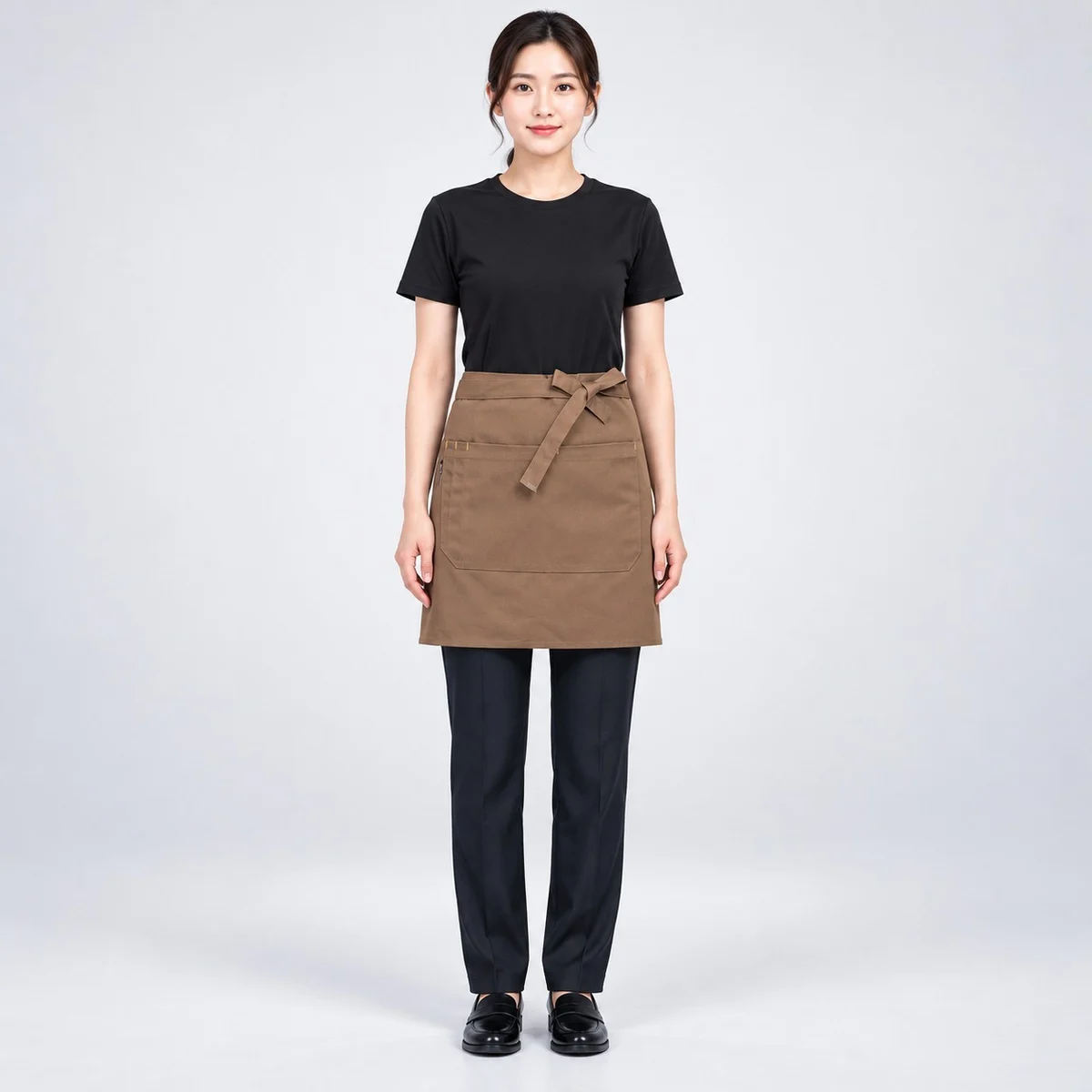 Brown Cotton Twill Waitstaff Half Apron