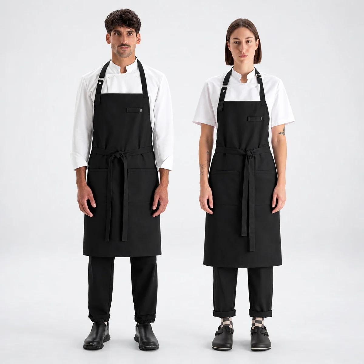 Black Poly-Cotton Chef Bib Apron