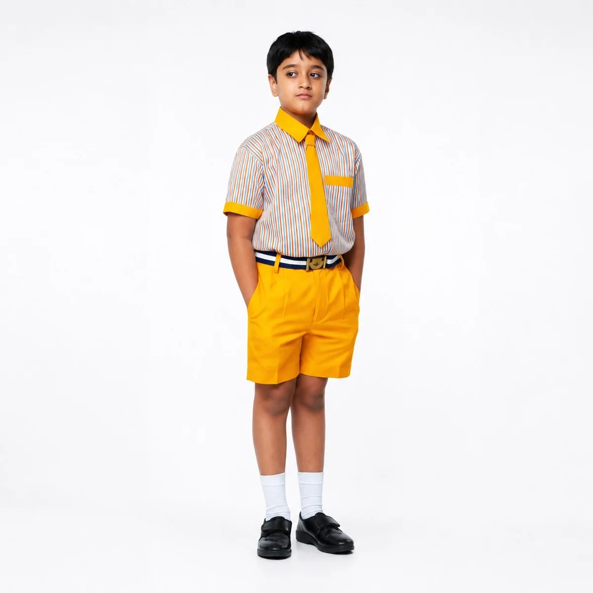 Yellow and Striped Childrens School Uniform Set