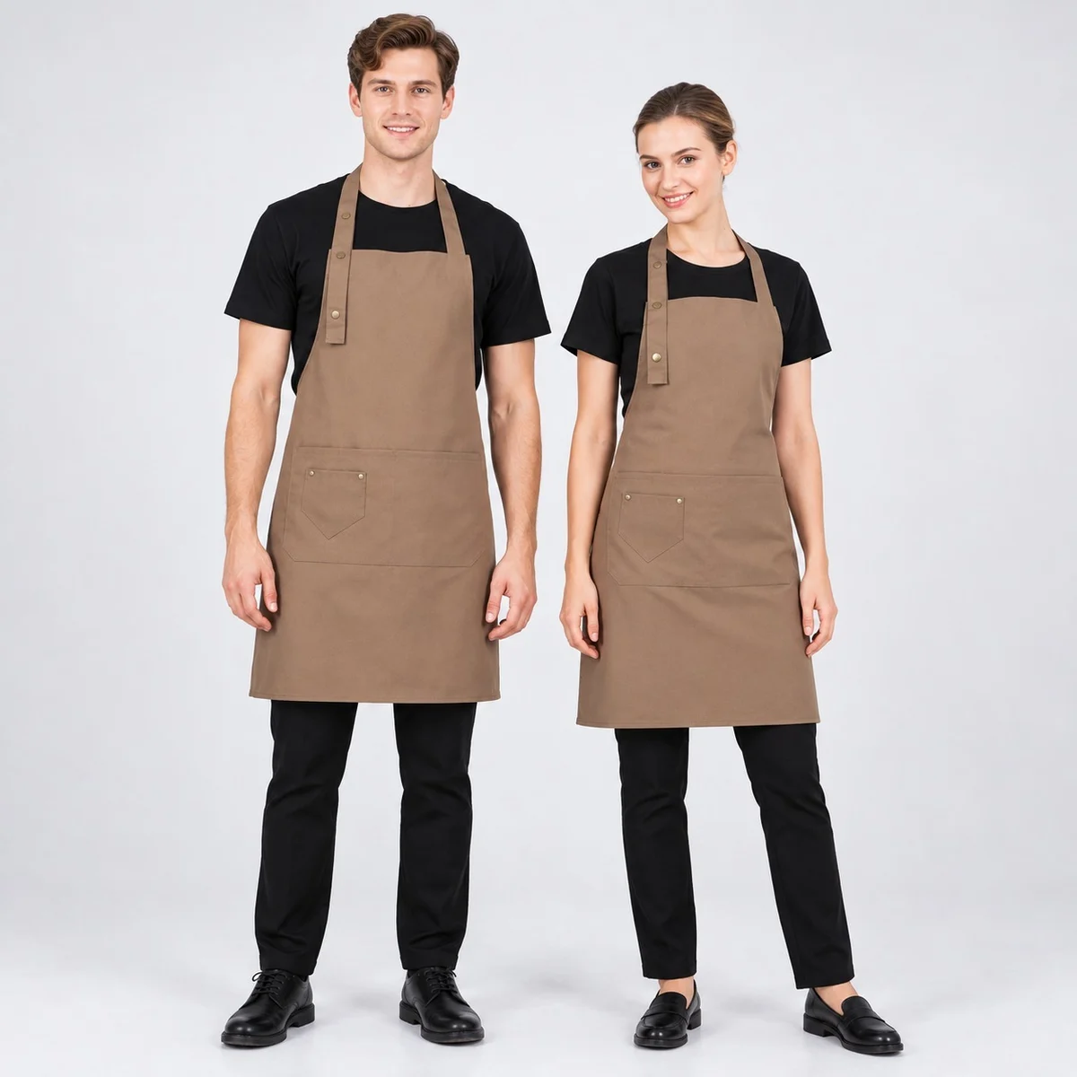 Khaki Brown Cotton Twill Bib Apron