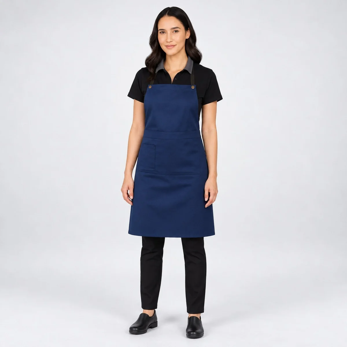 Navy Blue Poly-Cotton Hospitality Bib Apron