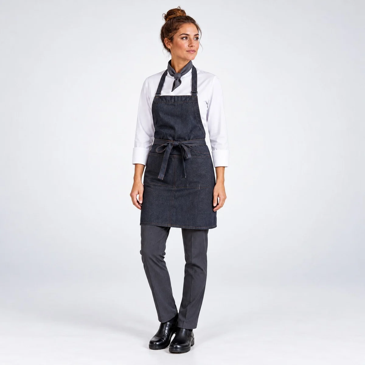 Womens Denim Chef Apron and Shirt Set
