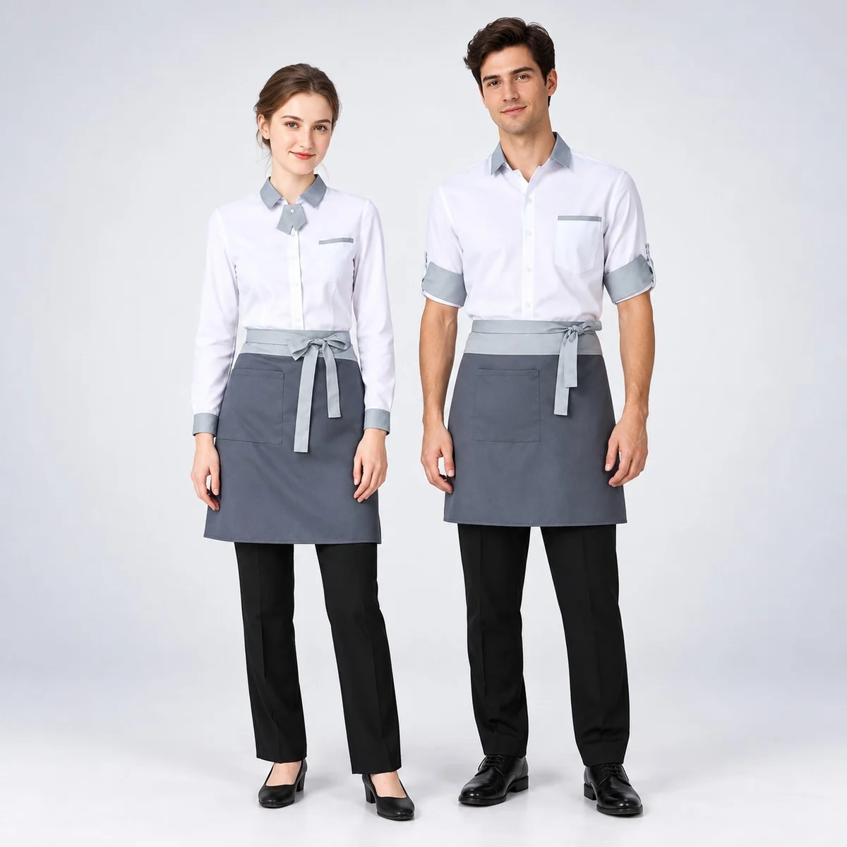 White and Grey Hospitality Uniform Set