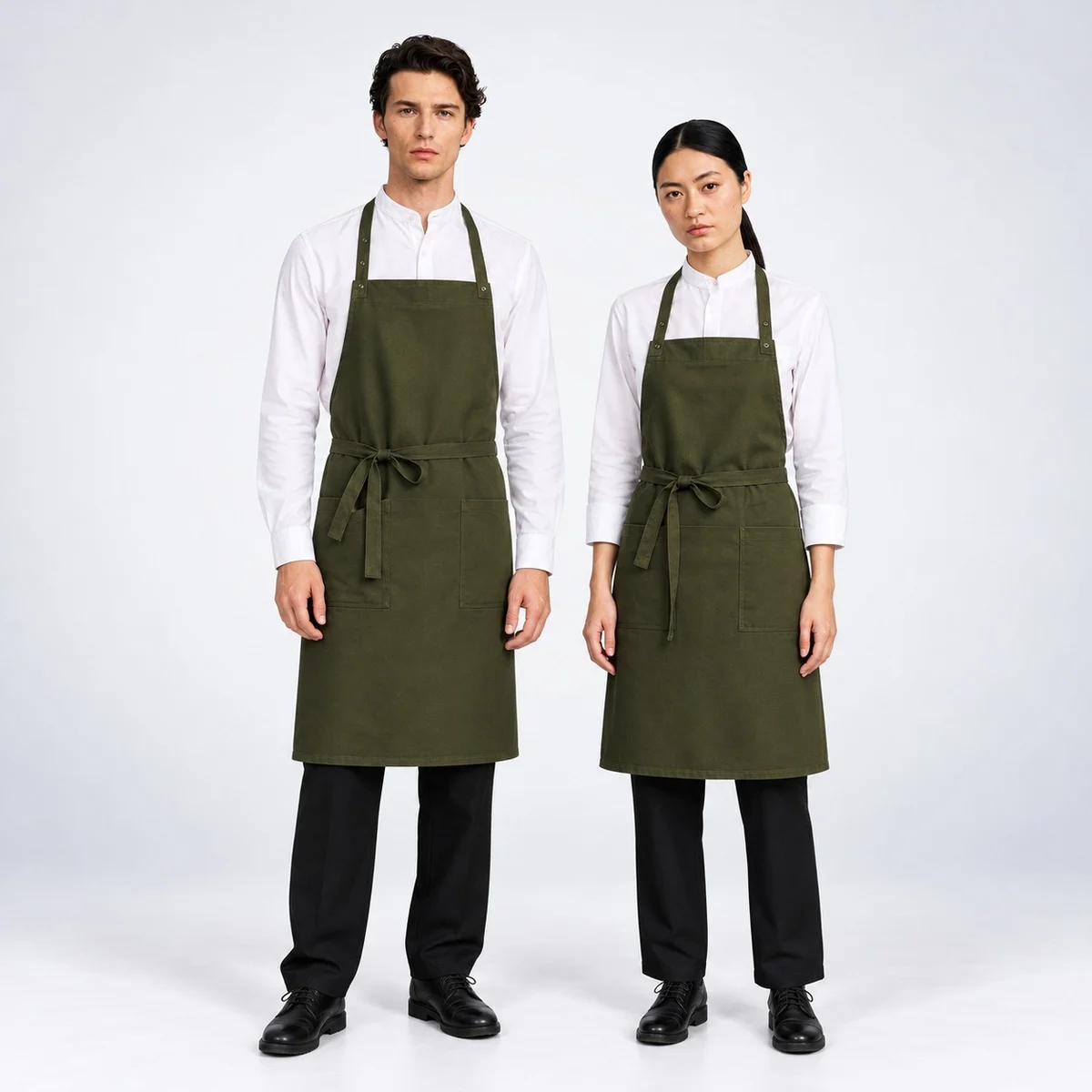 Olive Green Cotton Twill Bib Apron