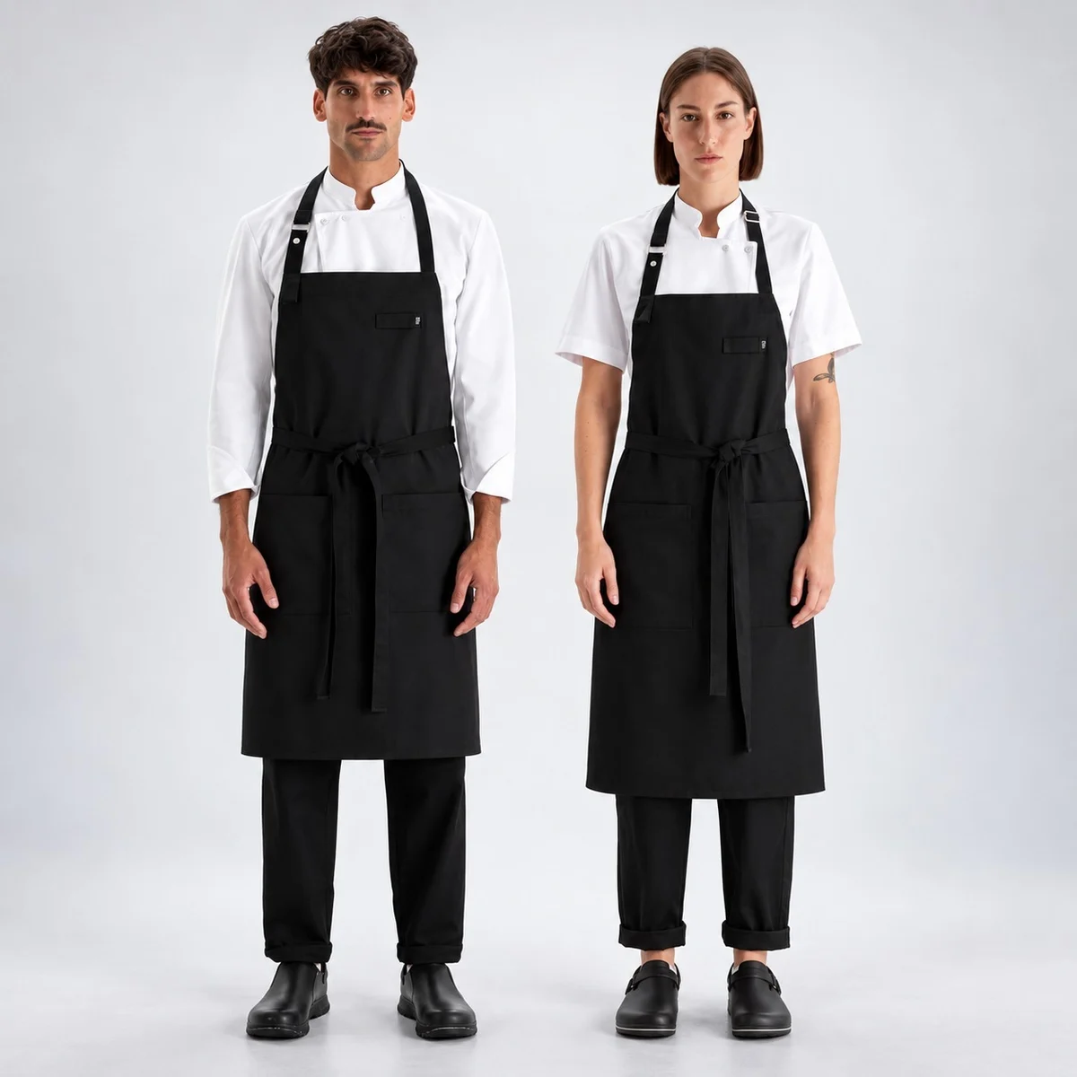 Black Poly-Cotton Bib Chef Apron