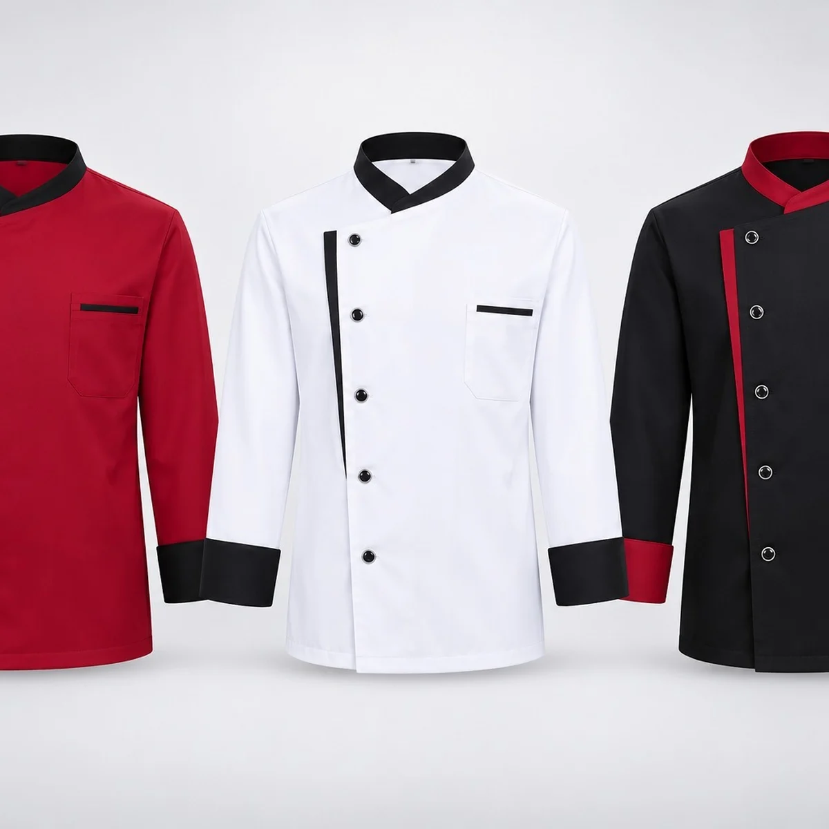 Double-Breasted Chef Coat with Contrast Piping