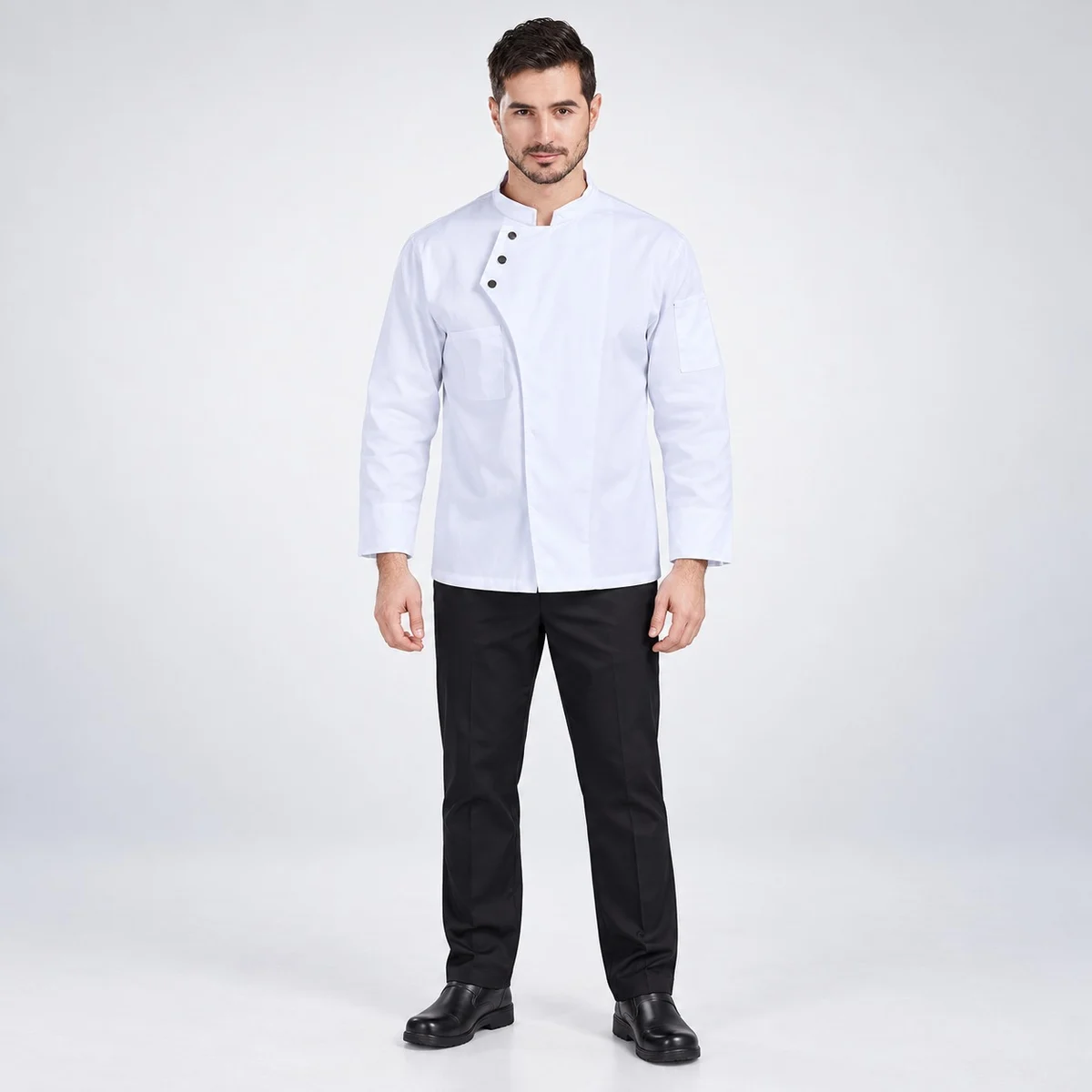 White and Black Chef Jacket and Trouser Set