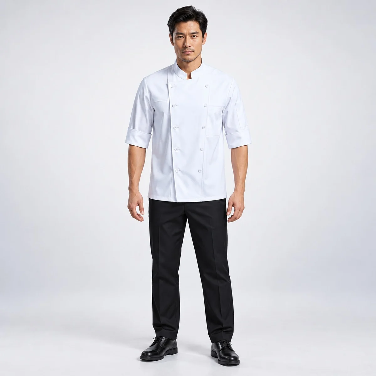 Mens White Chef Coat and Trouser Set